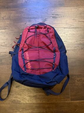 Patagonia Red and Navy Daypack with External Bungee